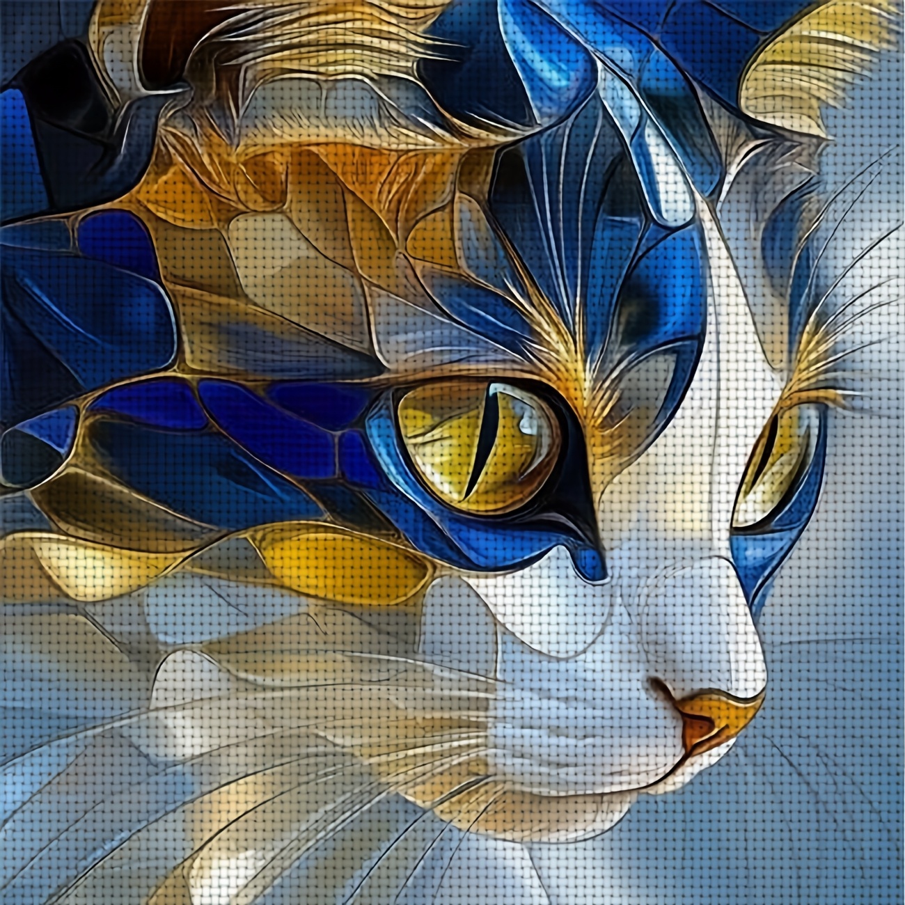TEMU 1pc Printed Diy Stitch Kit, Frameless, "colorful Cat Portrait" Pattern, Perfect For Beginners' Relaxing Craft Time, Allows You To Experience The
