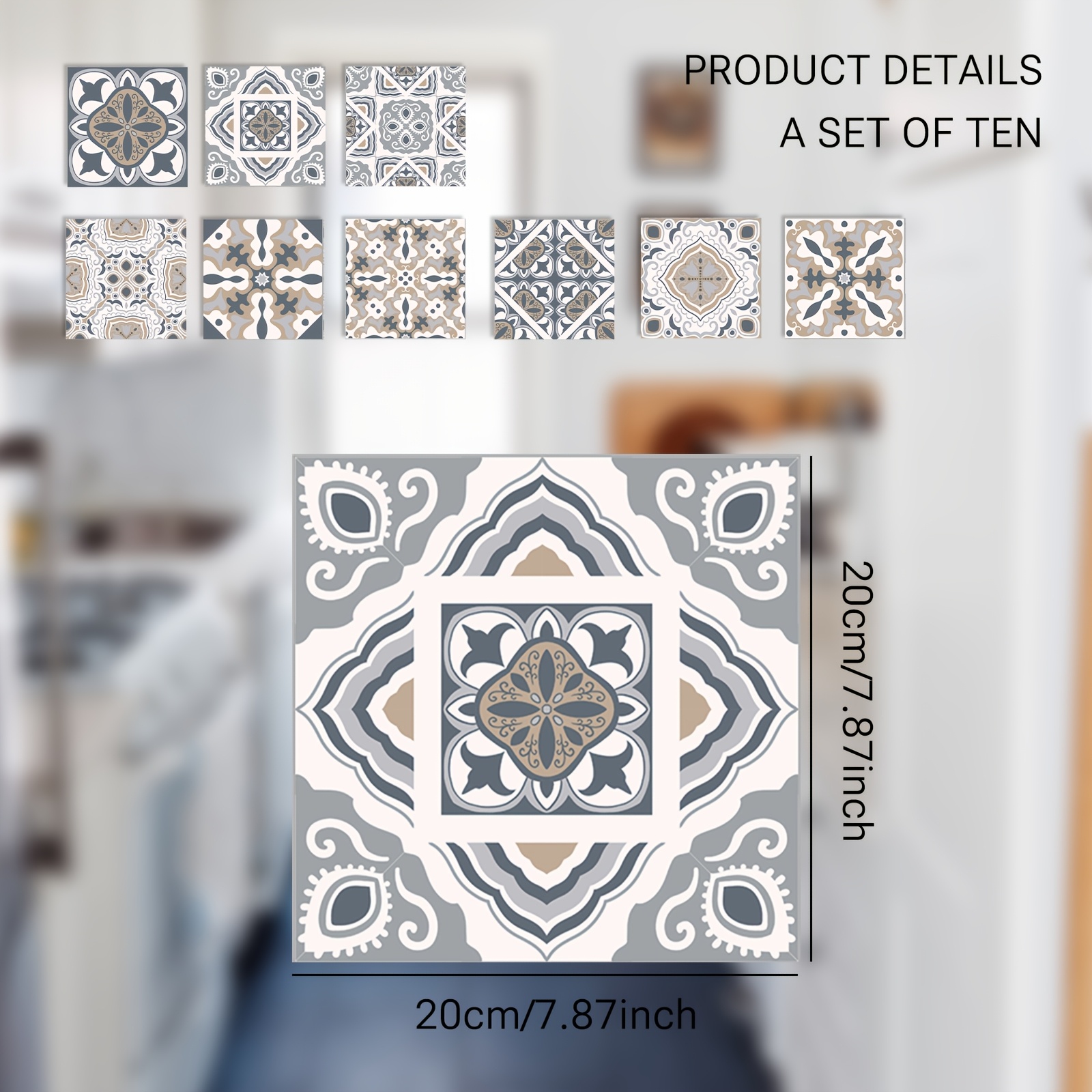 Image of New Non-residue Glue Tile Stickers For Bathroom Toilet Waterproof Bedroom Non-slip Kitchen Anti-oil Living Room Self-adhesive Balcony Waterproof Anti-scratch Anti-oil Clip-free Wall Stickers
