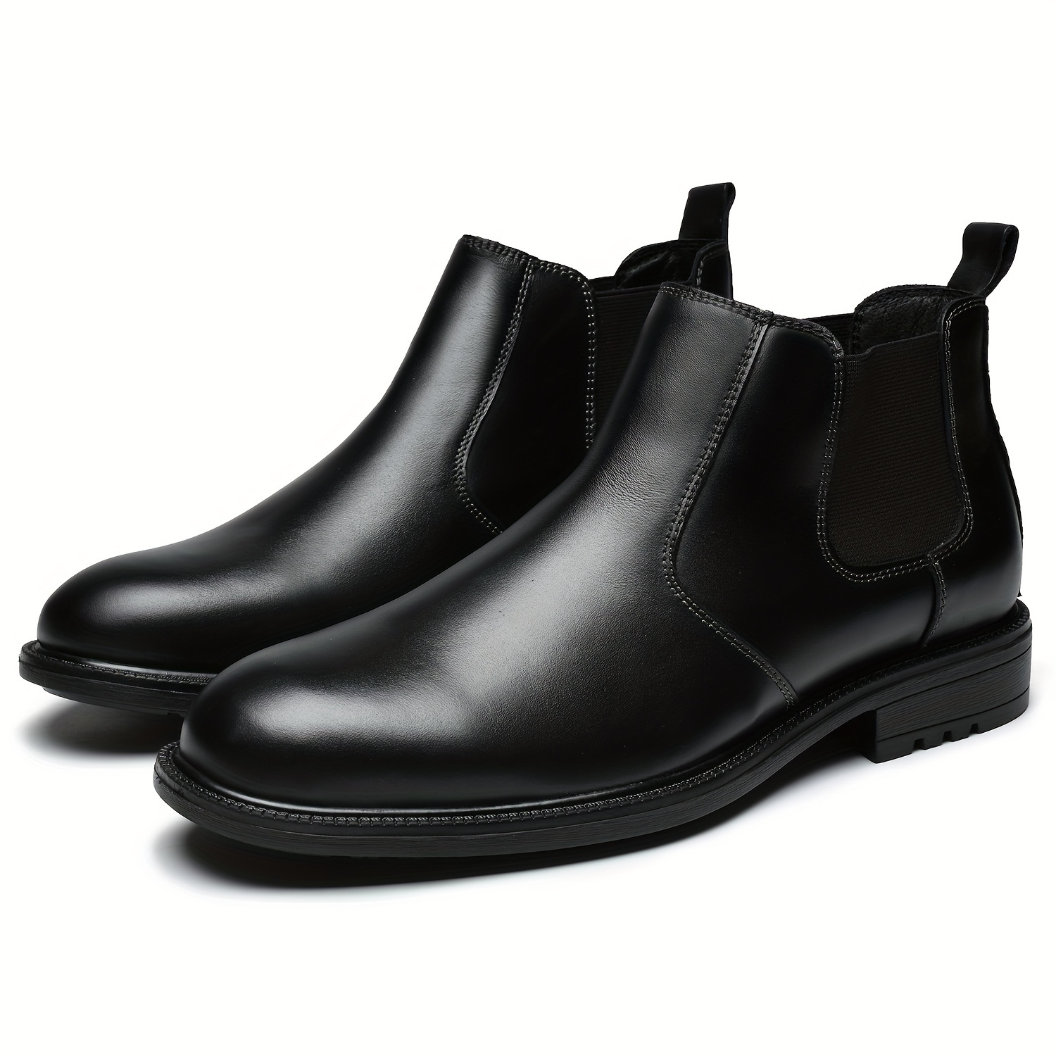 *'s Leather Chelsea Boots Classic Slip On Dress Ankle Boot with Pointed  Toe, Solid Color Business