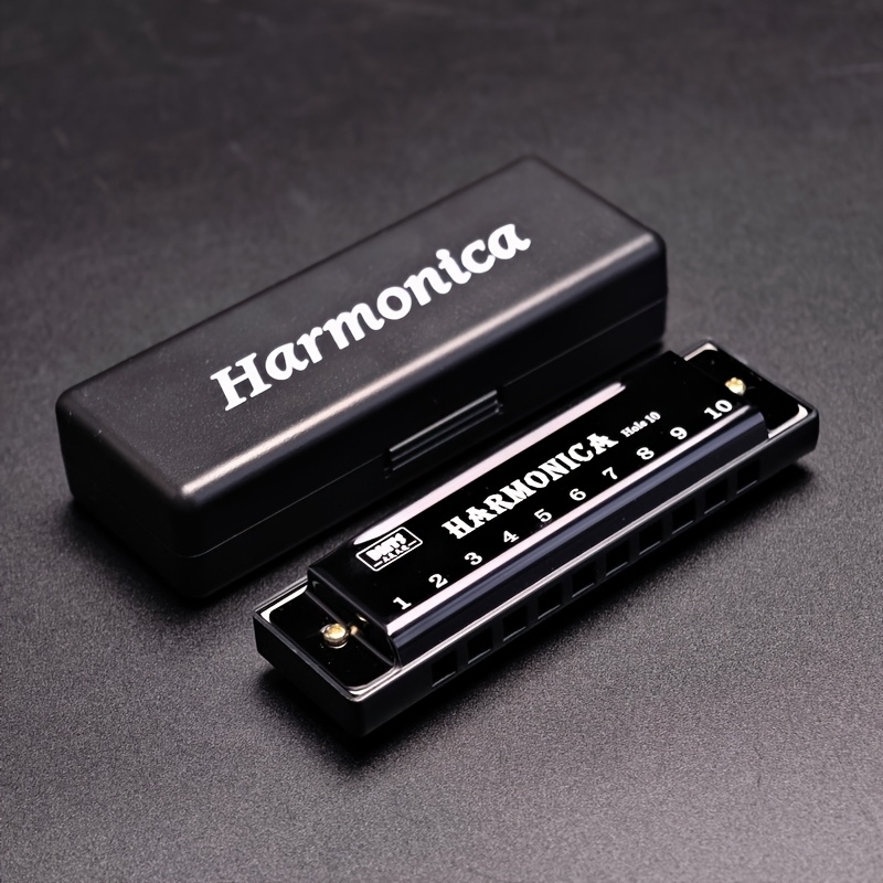 Premium C-Tone 10-Hole Harmonica - Polished Finish & Durable Hard Shell - Ideal For Beginners, Students & Pros - Great Gift Choice