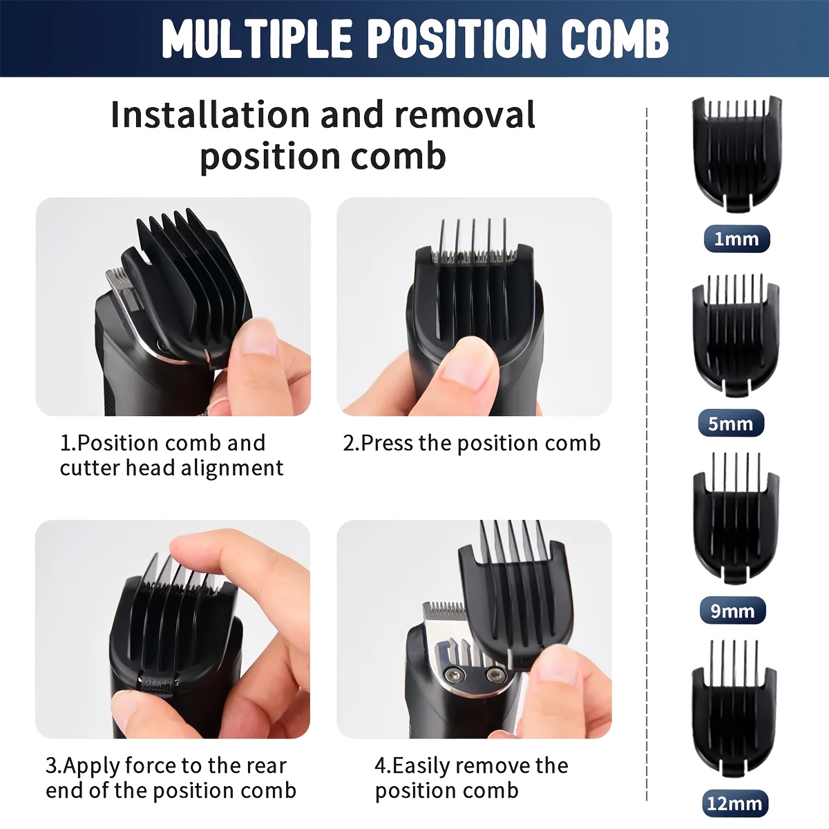 professional 3 in 1 wireless electric hair clipper multi functional adult shaver nose hair trimmer with led light usb type c charging rechargeable 600mah battery   start washable stainless steel   long       3  s and storage bag Product details 8