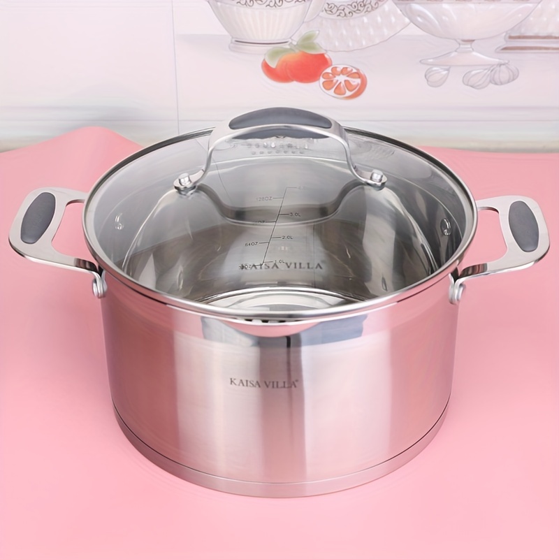   villa 304 stainless steel soup pot thickened non stick pot double ear stew   pot dessert pot sauce pot home use gift box details 2