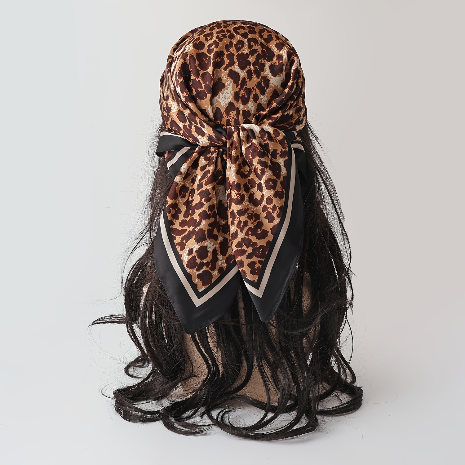 TEMU 1/4 piezas Bufanda Cuadrada Clásica con Estampado de Leopardo de 70 cm, Pañuelo Fino de Moda para Mujer, Toalla Cuadrada de Color Sólido -
