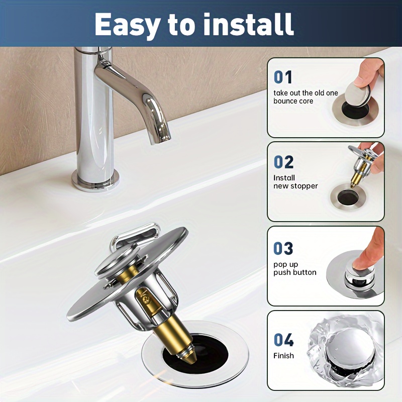Tapón Para Fregadero 3 En 1, Acero Inoxidable, Pop-up, Universal Para Agujeros De 85-110mm