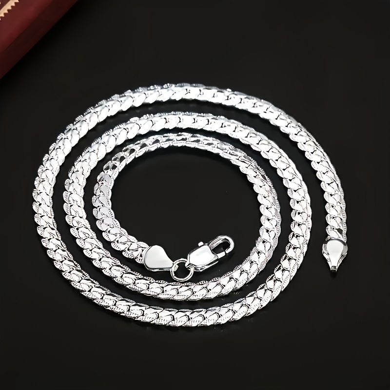 TEMU Men's 925 Silver 925 Flat Chain Necklace, Stylish And Durable Accessory