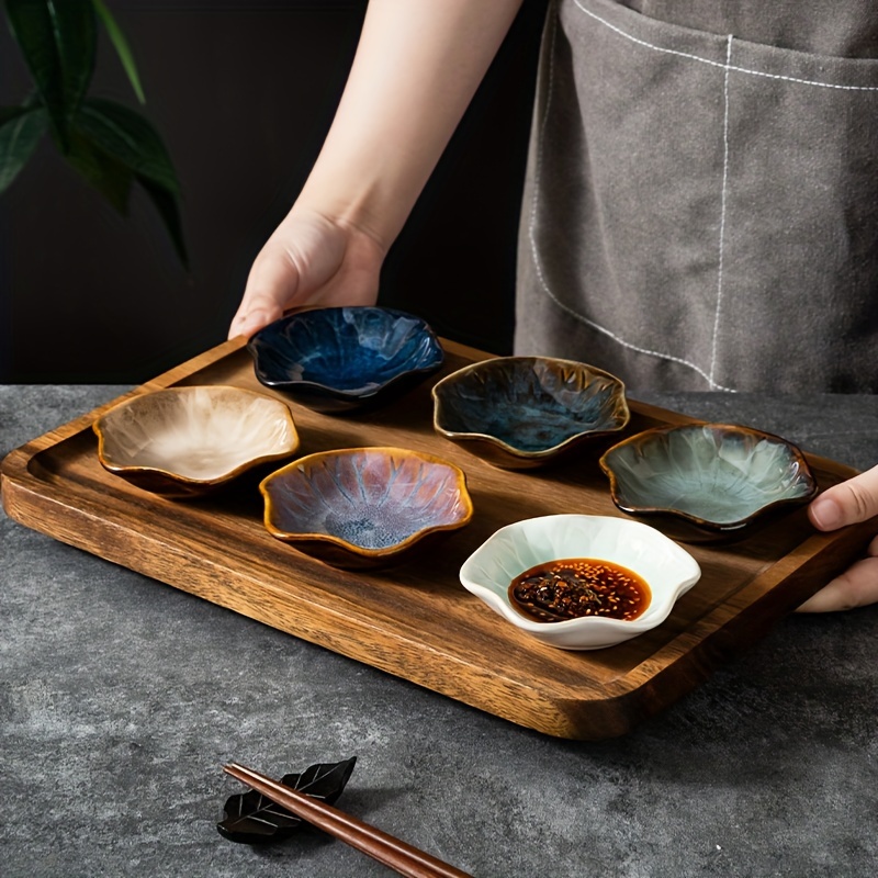 4 6pcs kiln transformed japanese   dish flavor dish vinegar dish   creative glaze underglaze small plate seasoning and pickles set Product details 0