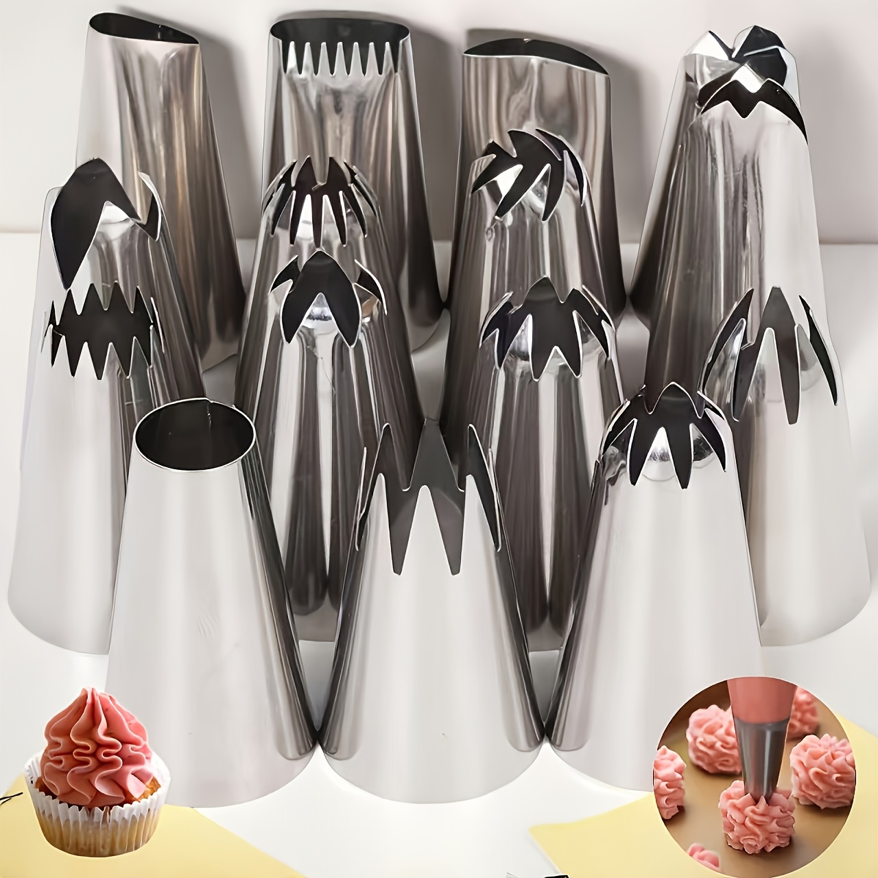 15pcs large piping nozzle set 1 6 inch stainless steel flower tip set food grade baking tools for   cupcakes roses and wedding cake decorating pastry nozzles