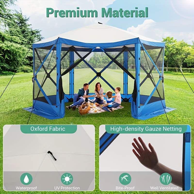 

12 X 12 Ft , Camping , Pop-up Canopy Shelter Tent For 8 Person, For Camping And Backyard Activities
