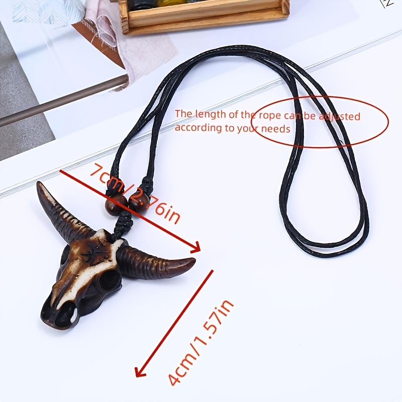Hand-Carved Bull Horn Necklace, Unique Gift