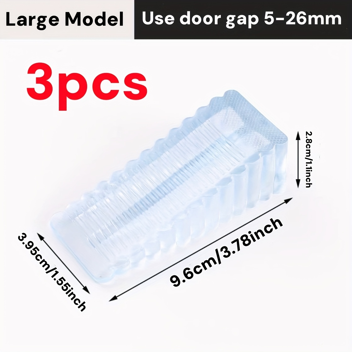 Door Stops, 3pcs For Bottom Of Door Clear Door Wedge For Floor Home Office Wall Hardwood Tile Carpet Heavy Duty Door Plastic Non Slip Durable