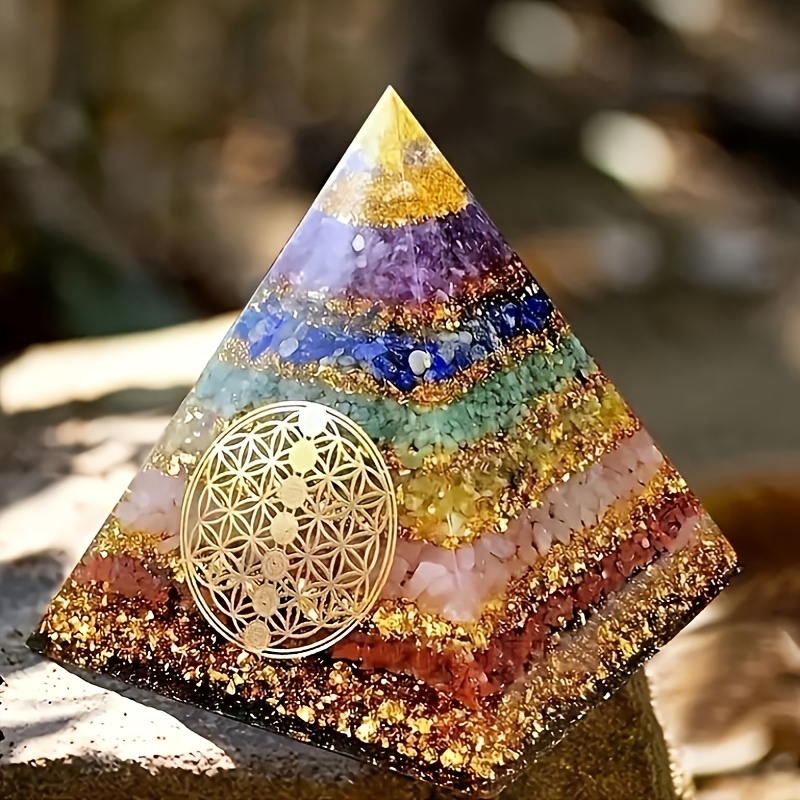 1pc 6cm, Orgone Pyramid, Layered Chakra Orgone Pyramid, Home Decor, Festival Gift, Desktop Ornament