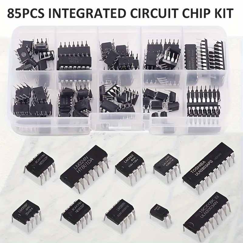 

Kit de 85pcs de DIP avec NE555, LM324 & Plus - Composants Électroniques Polyvalents pour DIY