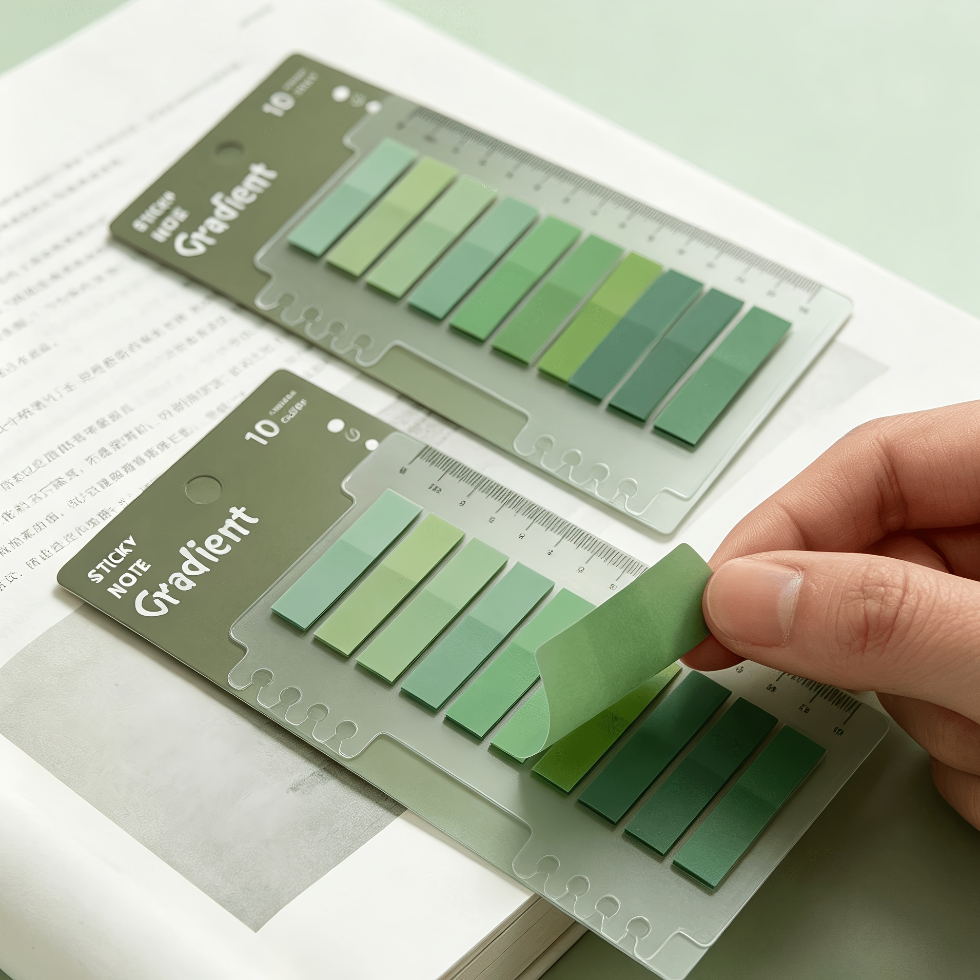 TEMU 400pcs Notes Autocollantes en PET pour Étudiants et Bureau, Onglets de Couleur Morandi avec de Vert et Marque-pages, Étiquettes d'annotation de