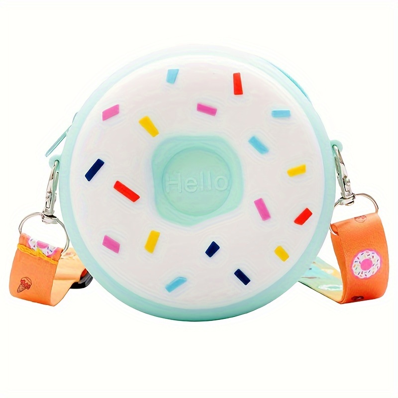 Image of 1[pc Donut Coin Purse, S Crossbody Bag, Silicone Coin Purse, Mini Crossbody Bag, Shoulder Wallet, Cute Girls' Coin Purse]