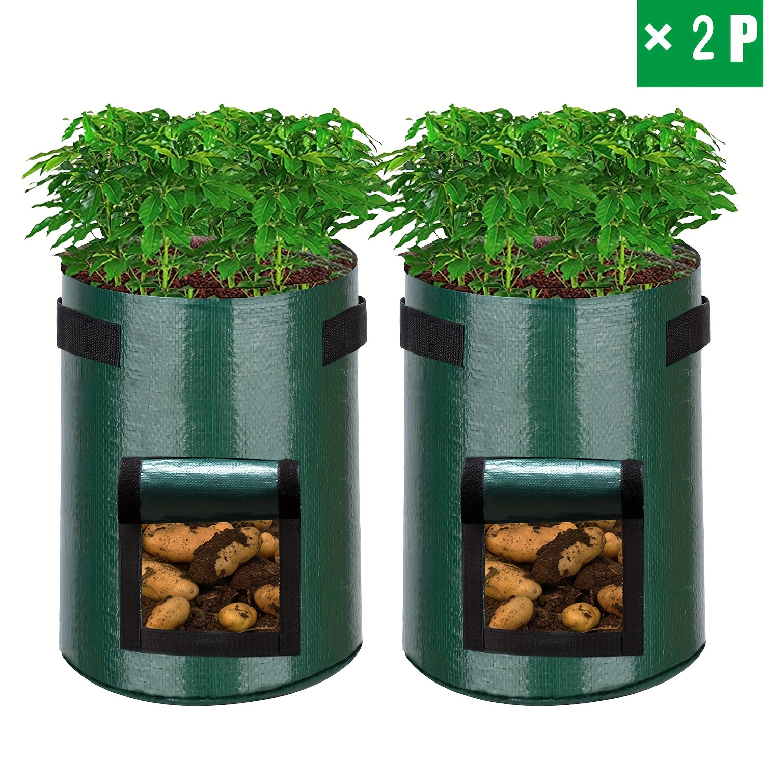 

2 Pack 3/7/10 Gallon Garden Grow Bags With Flap And Handles Fabric Pots Heavy Duty Vegetable Planter Bag For Tomato, Fruits, , Tomato, Onion, Strawberry & Other Vegetable Bags With Flap (green)