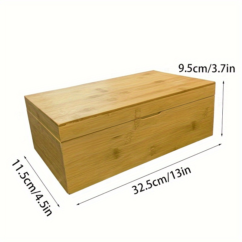 Bamboo Storage Box Compartments Multi functional Flip top - Temu