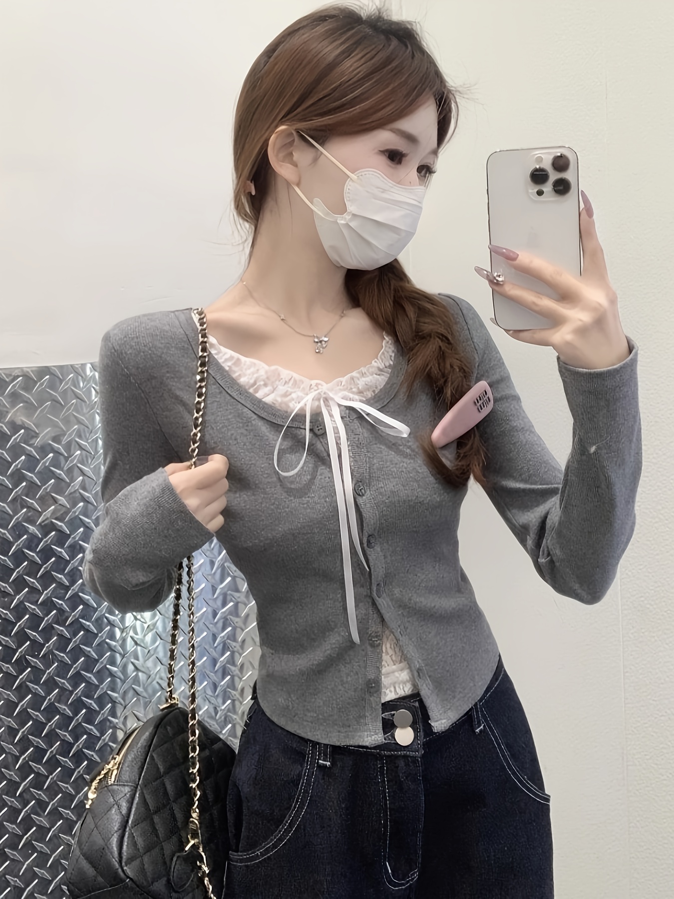 trendiges damen langarm oberteil schnürung schmaler schnitt Temu