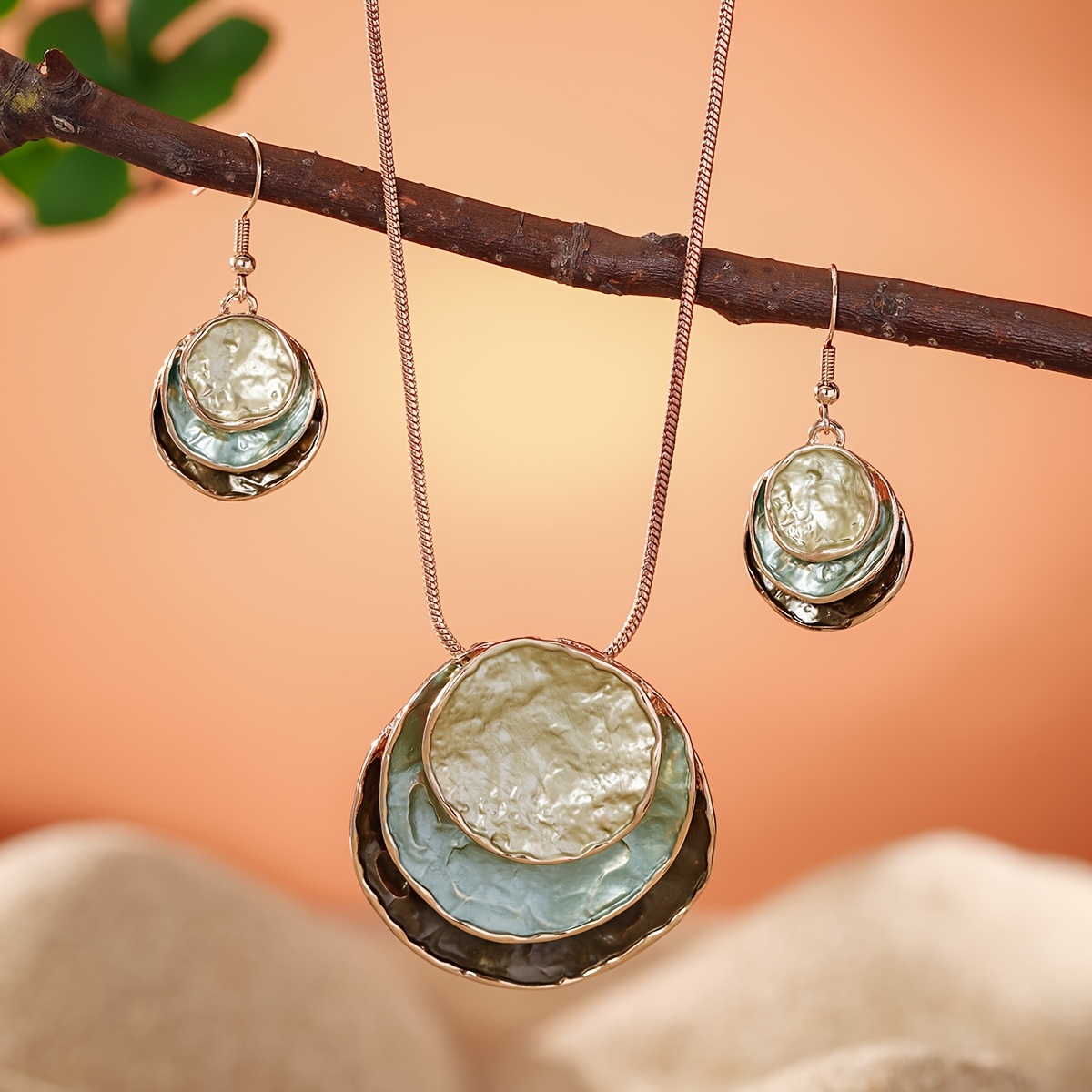 Parure De Bijoux Vintage - Collier Et Boucles D'Oreilles Coordonnés - Occasion à Rénover