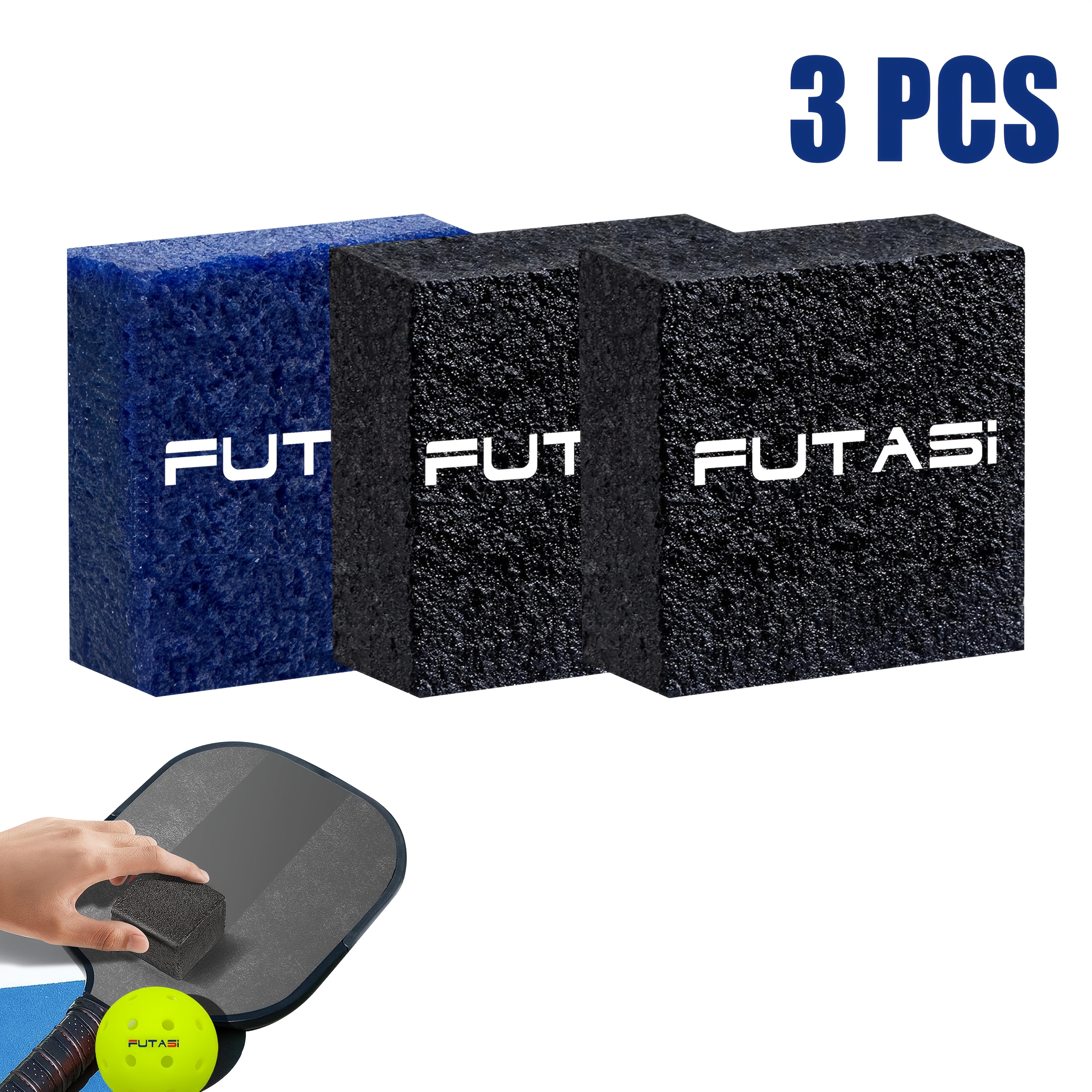 TEMU 3pcs Gommes de nettoyage pour raquette de pickleball, Nettoyeurs de raquette de pickleball en fibre de carbone de qualité supérieure, Bandes de