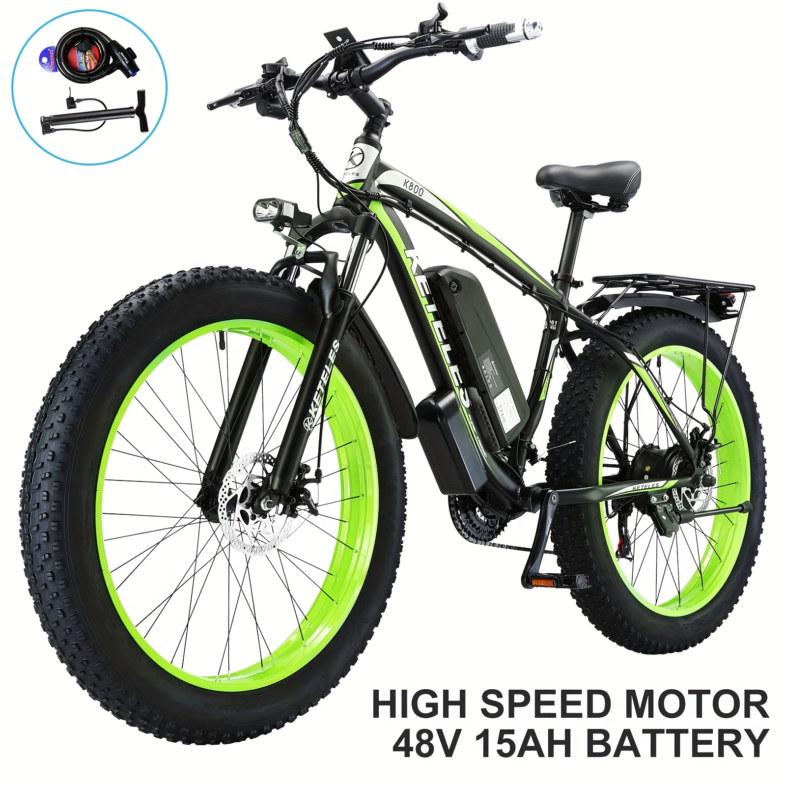 TEMU Keteles 26" Electric Bike For Adults, Ebike With 48v 15ah 720wh Removable Lithium-ion Battery, 720w Powerful Brushless Motor, 19.5mph, Up To 50