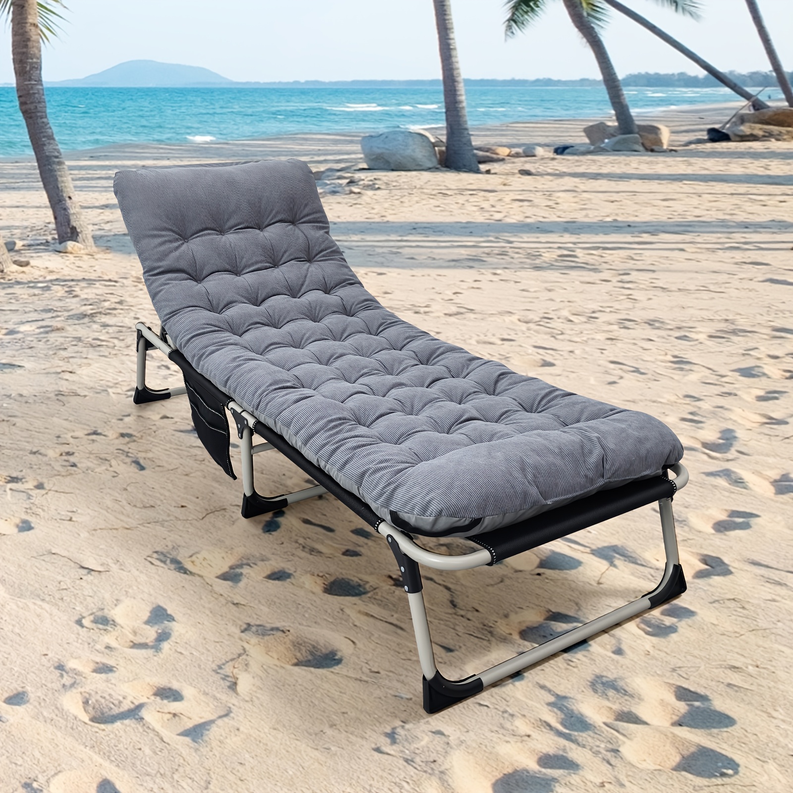 Image of Outdoor Camping Rest Folding Bed Fabric Breathable And Comfortable 2 Mattress Options Can Bear 330lbs Portable Bed Suitable For Outdoor Leisure, Camping, Beach, Patio