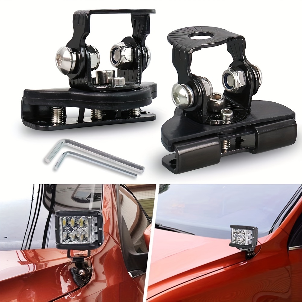 

2pcs Car Bonnet Spotlight Door Clamp Hood Non-destructive Headlight Base, Fixed Long Strip Light Bonnet Card Side Bracket