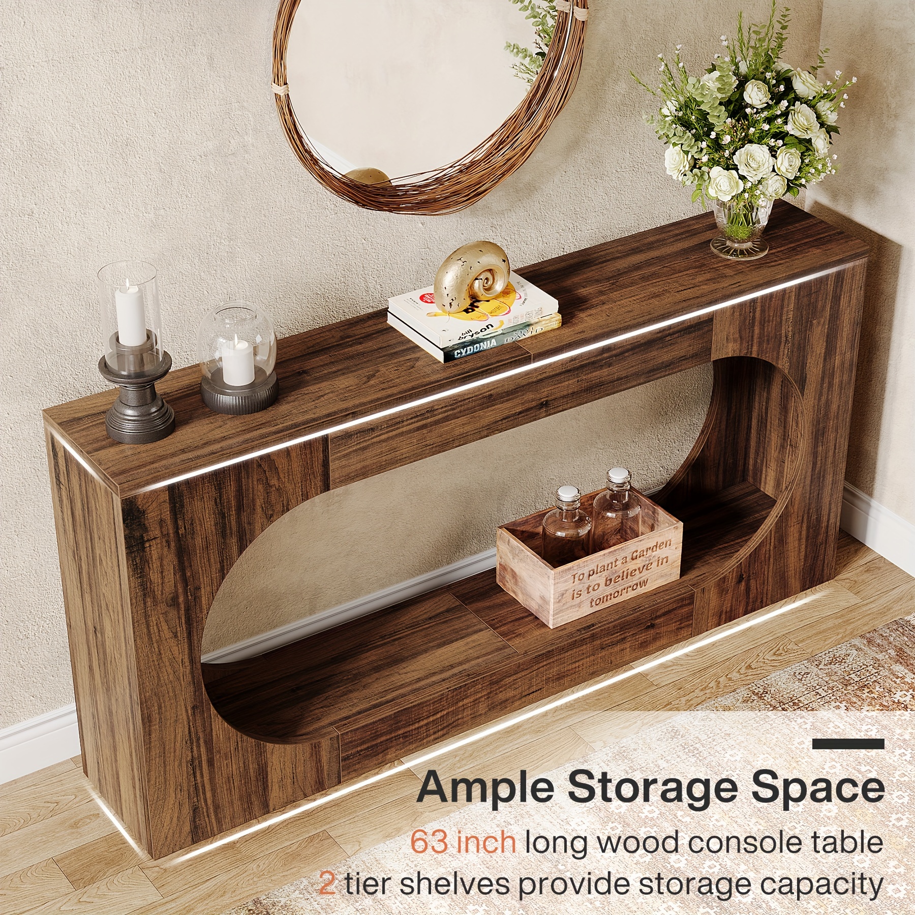 narrow console table with storage