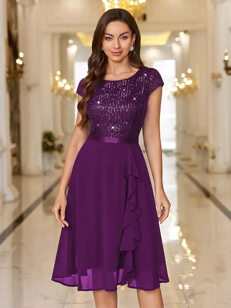 y82016 elegant womens glitter sequin chiffon a line - Temu y82016 elegant womens glitter sequin chiffon a line - Temu