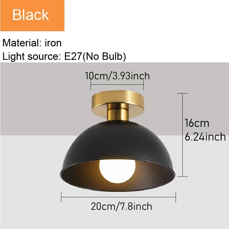 Modern Industrial Ceiling Light Semi-Flush Mount Commercial/Residential  Fixture, Black/ Golden Metallic Hardwired Installation for Kitchen,