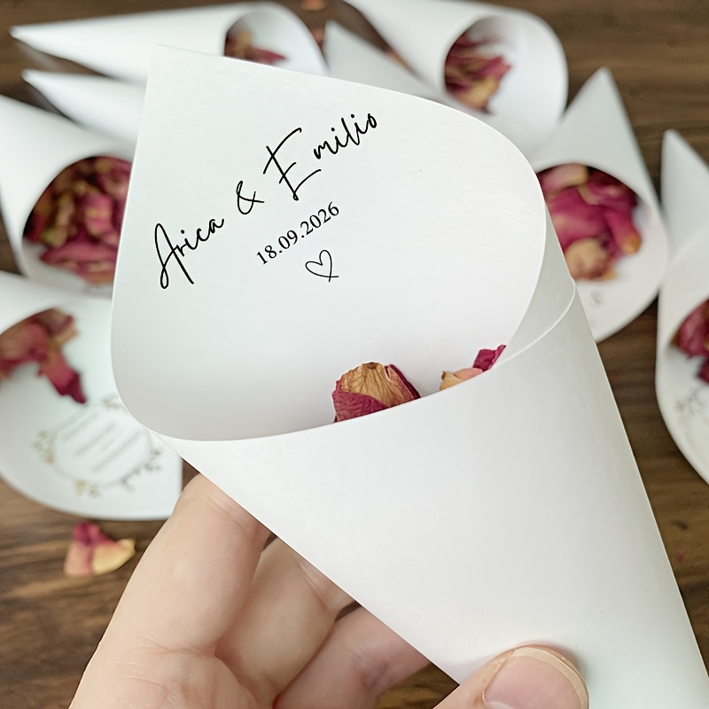 TEMU 30 Customized Self- Name And Date Wrapping Paper Tubes, Unique Diy Petal Paper Tubes, Perfect For Valentine's Day, Bridal Showers, Christmas,