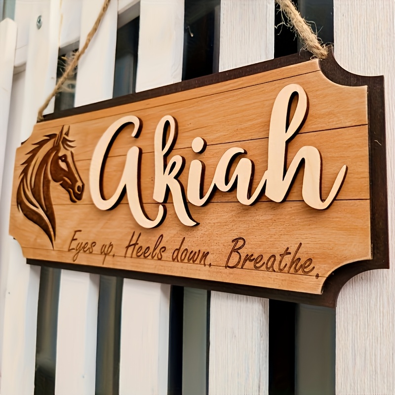 TEMU [custom] Stable Name Sign - Wooden Wall Hanging Decor With Engraved Design, Stable Doors And Entrances, Ideal Gift For Horse Owners, Trainers,