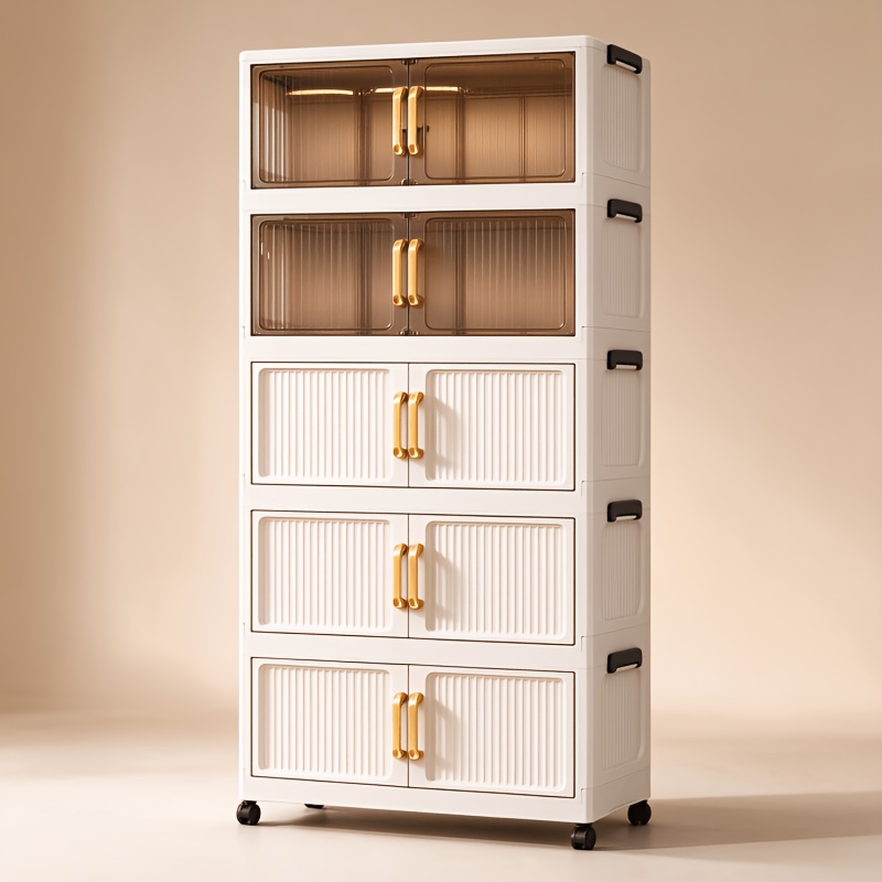 TEMU Foldable Multi Purpose Storage Cabinet Shoe Organizer, 3/5 Tier Large Capacity Shoe Cabinet, Space Saving Storage Unit For Entryway, Hallway,