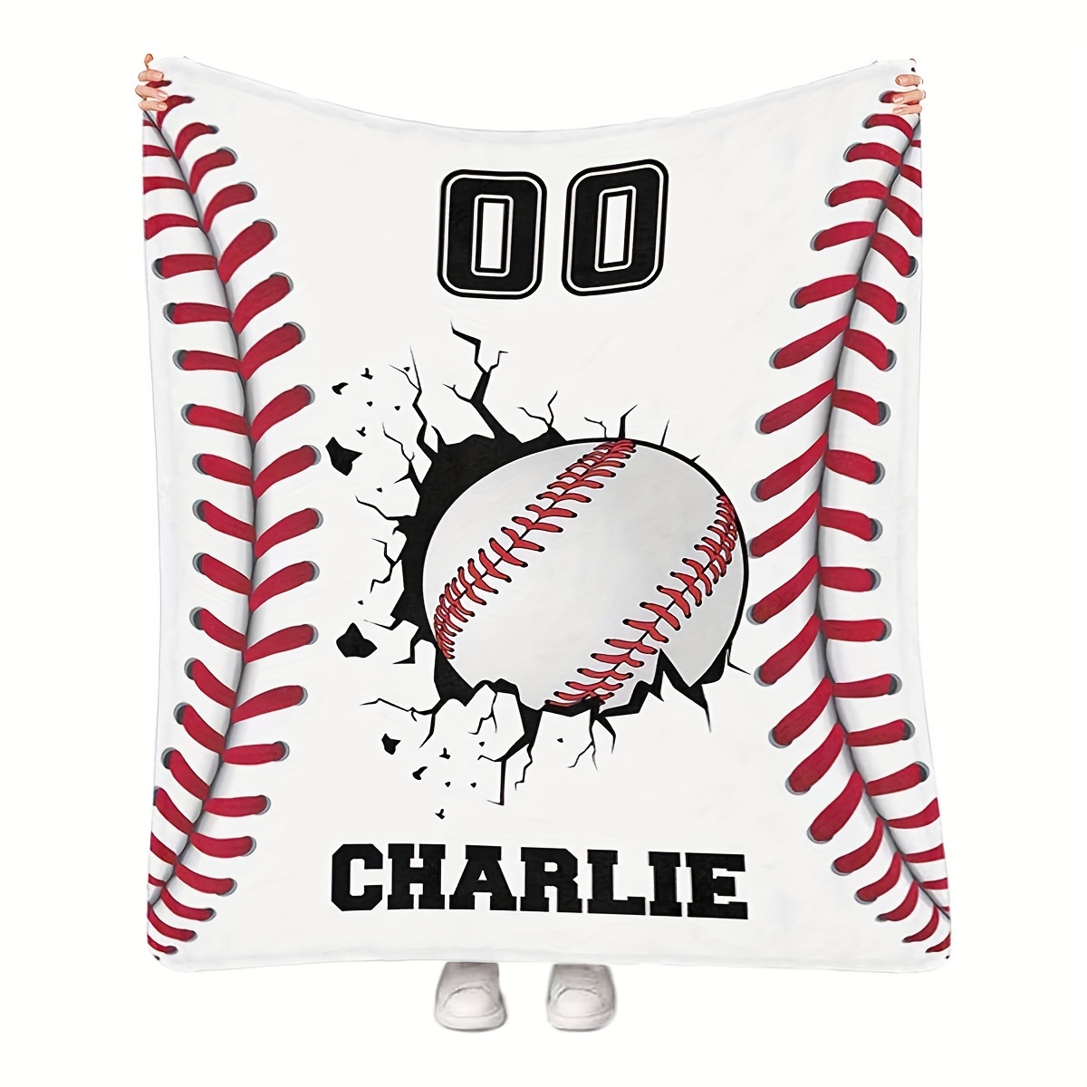 

1pc Customizable - Blanket Personalized & , -tear, , , , , Knitted 100% Polyester, Multipurpose For Sofa, Bed, , Camping, , - , 200-250gsm