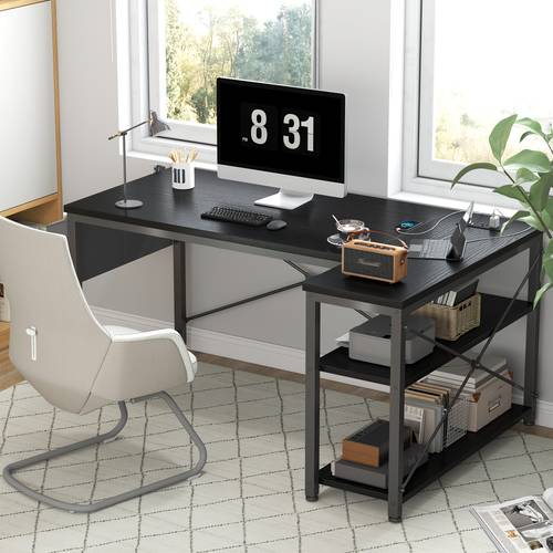compact 48 40 l shaped computer desk office gaming desk featuring reversible shelves and a storage bag for small home