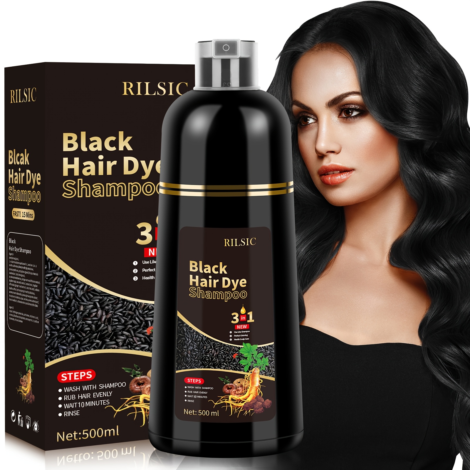 hair dye shampoo 3in 1 for women men instant hair color 100 grey hair coverage natural hair dye coloring in minutes hair color shampoo for men and women instant easy 3in 1 herbal hair color shampoo   free lasts   16 91oz