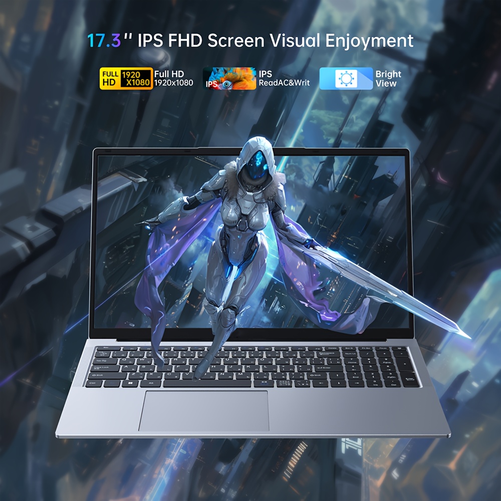 17.3-inch Full HD Gaming Laptop met een AMD Ryzen 3 4300U Quad-Core CPU (tot 3.7Ghz boost), 16GB DDR4 RAM, 512GB SSD, AMD Radeon Vega 5 Graphics, en Wi-Fi 5 connectiviteit