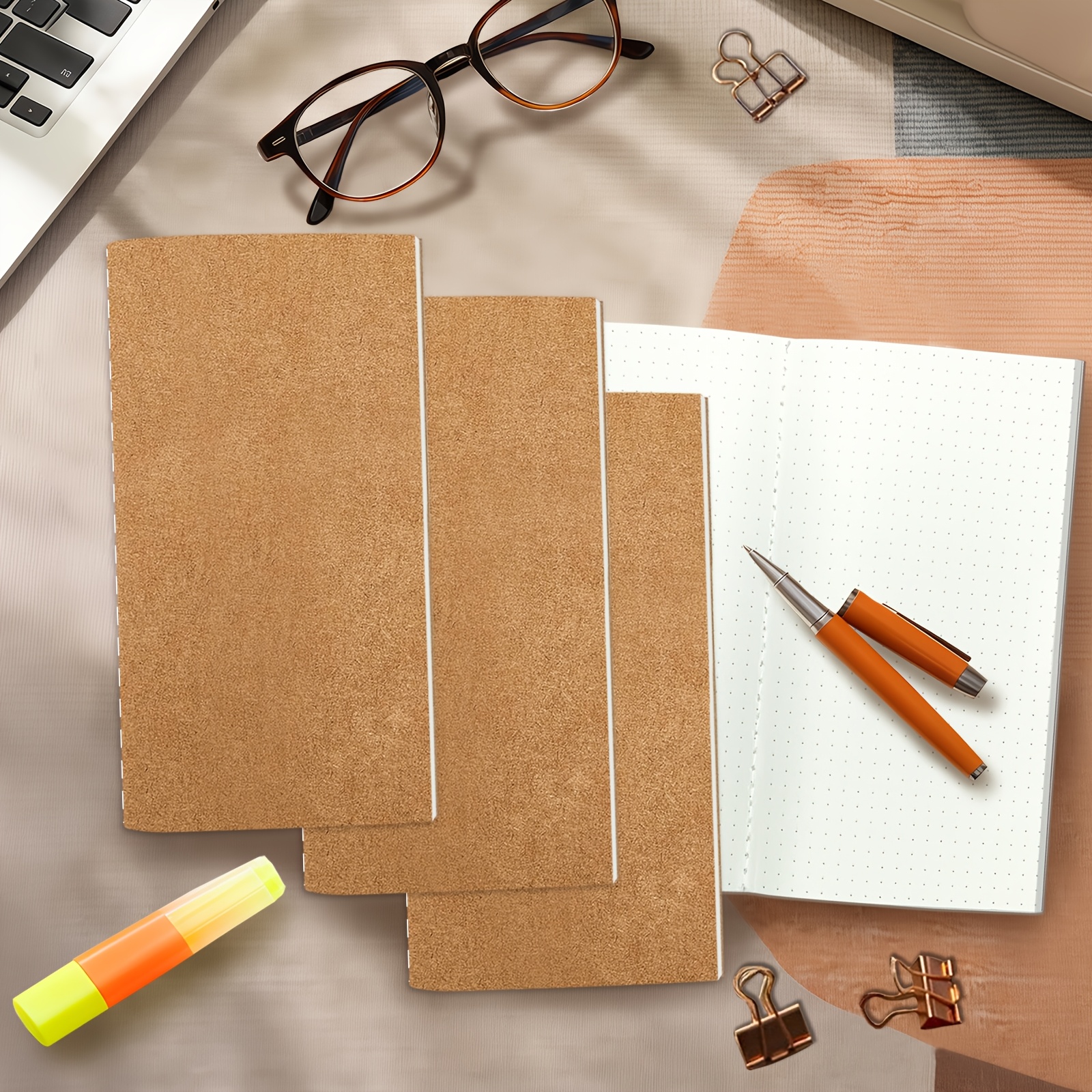 TEMU 3-pack Set - Lined/dotted/grid - A6 Traveler Notebook Refills - 3 Hand-stitched Books / 192 Pages Total | Suitable For Travel Journals, Diaries,