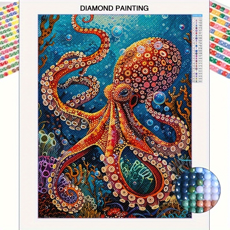 

Octopus 5d Diamond Painting Kit For Adults - Round Rhinestone Art, Diy Craft Set For Beginners & Enthusiasts, Mosaic Wall Decor Gift For Living Room & Bedroom, & Christmas, 11.8x15.8 Inches