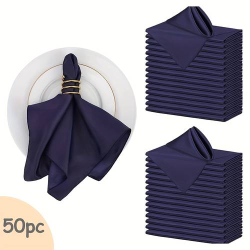 50 pack solid polyester cloth napkins 100 washable hemmed edges dinner napkins for christmas parties weddings and dinners