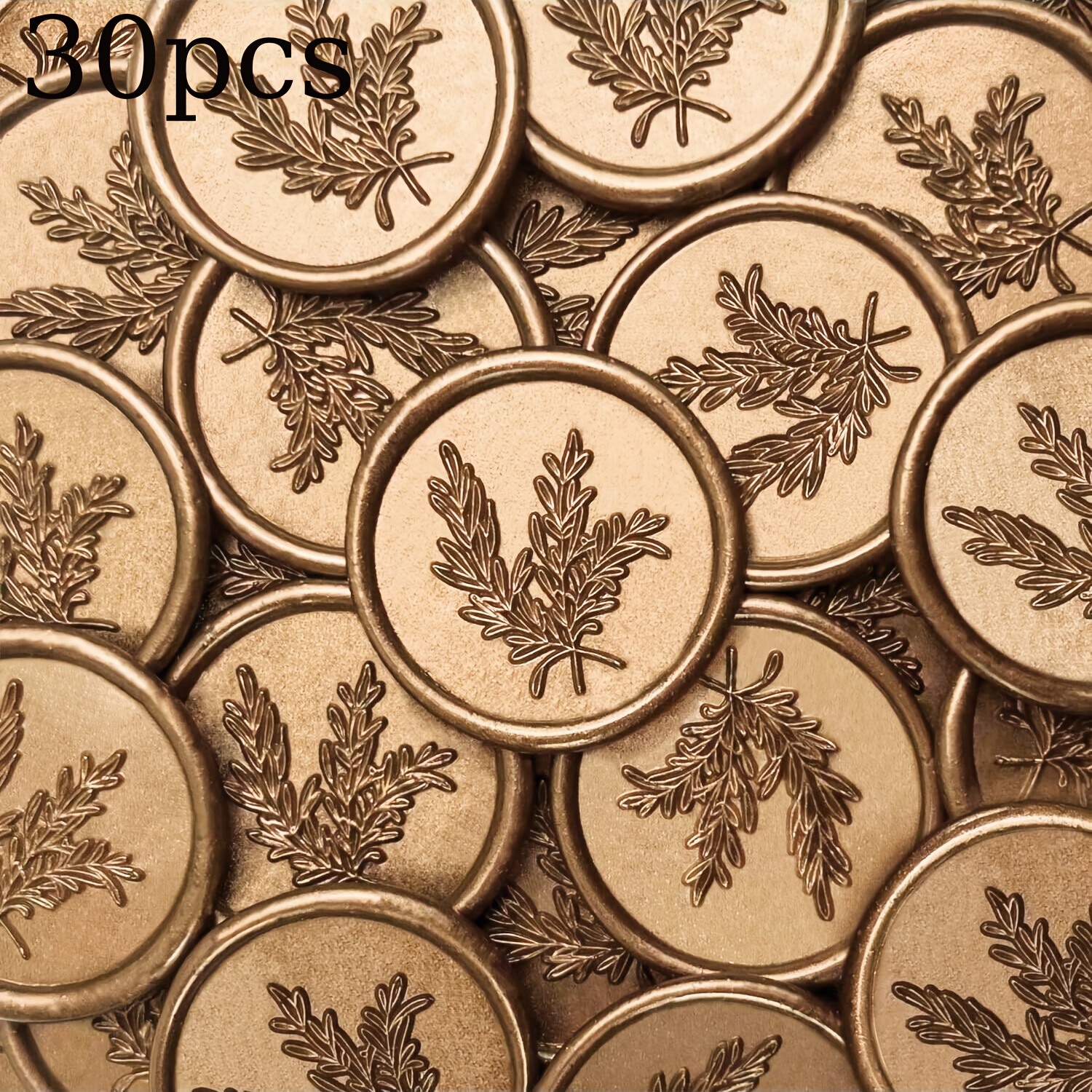 Image of 30/60pcs Brown Rosemary Style Wax Seal Stickers, Handmade Envelope Seal Self-adhesive Wax Seal Stickers For Wedding Party Invitations, Envelopes, Gift Wrapping