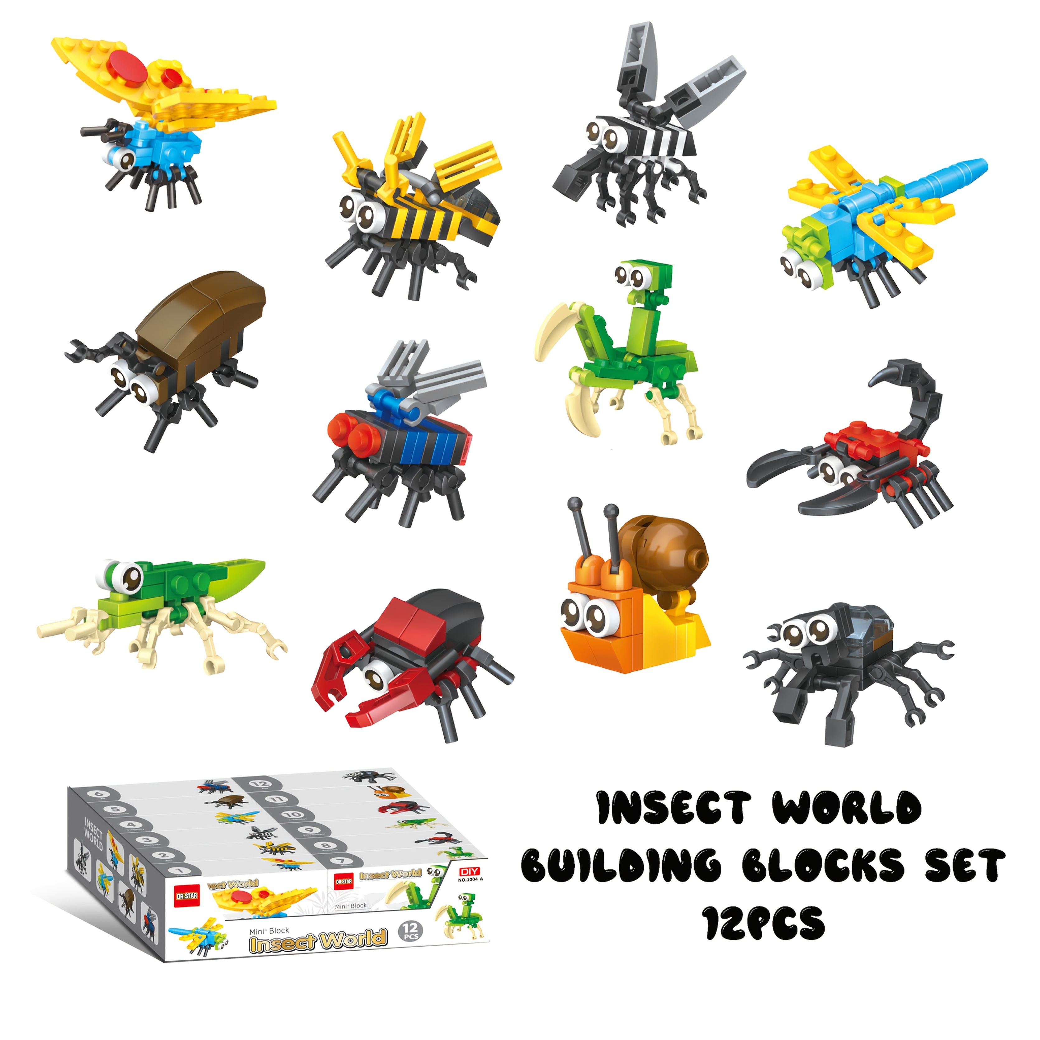 WOMA Mondo Degli Insetti 727 Pezzi – Set Costruzioni Per Bambini 6+ Con 4 Modelli: Vespa, Mantide, Farfalla E Coleottero - 5