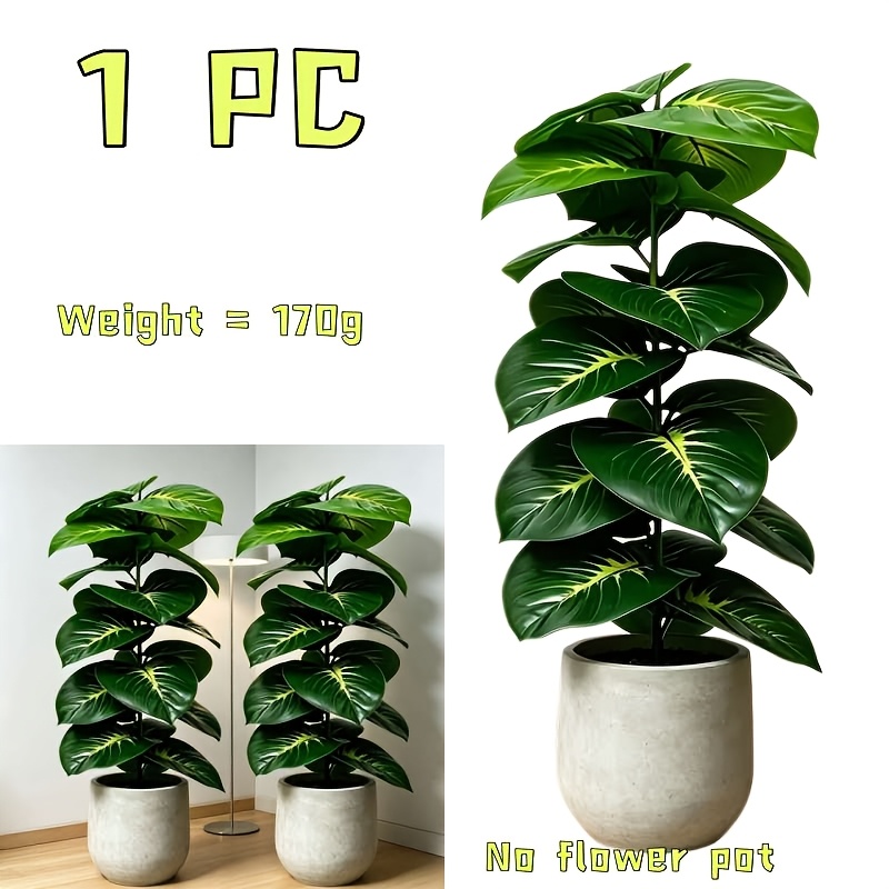 TEMU Una grande pianta artificiale di Dieffenbachia a cuore da 44 pollici, con fogliame realistico con foglie nitidamente testurizzate e realistiche.