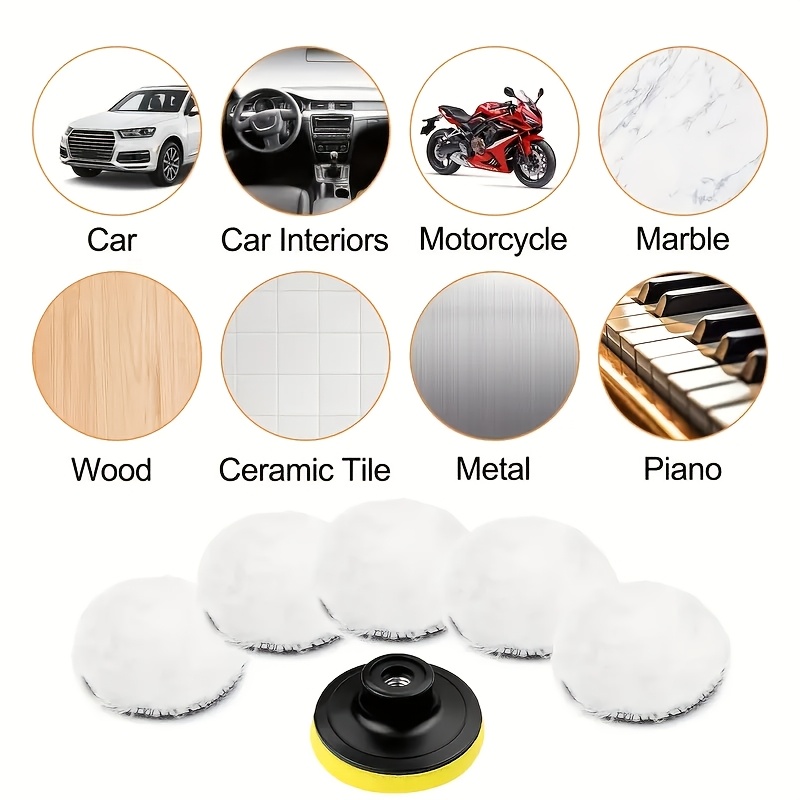 

5pcs Car Polishing Kit, 6-inch Polishing Set With Drill Connector, For Car And Glass Car Interior Detail Design