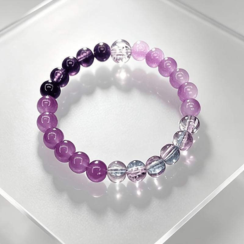 8mm Purple Gradient Ice-Cracked Glass Beads, Gift for Her