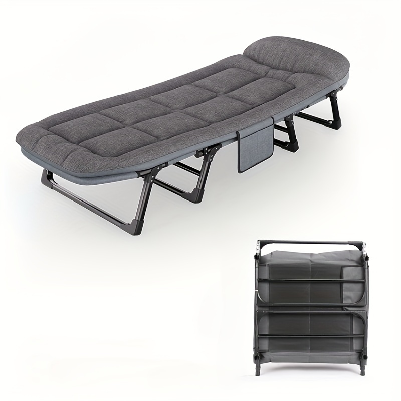 lunch break folding bed outdoor camping portable folding bed reinforcement extra thick single bed simple portable office napping march bed multi functional lying chair details 6