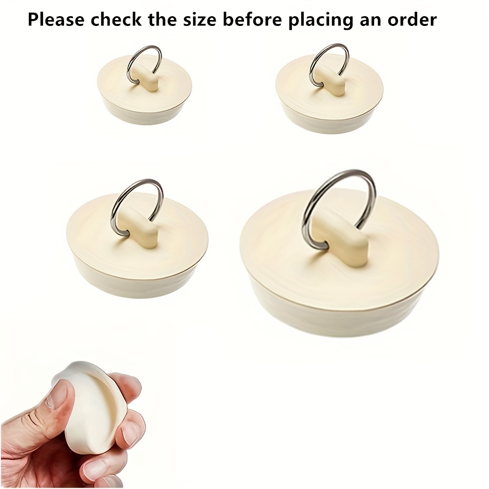 

4pcs Drain Stopper Set, 4 Sizes Bathtub Stopper, Rubber Sink Bathtub Stoppers, White Stopper Plug With Hanging Ring For Bathtub, Kitchen And Bathroom, Bathroom Accessories