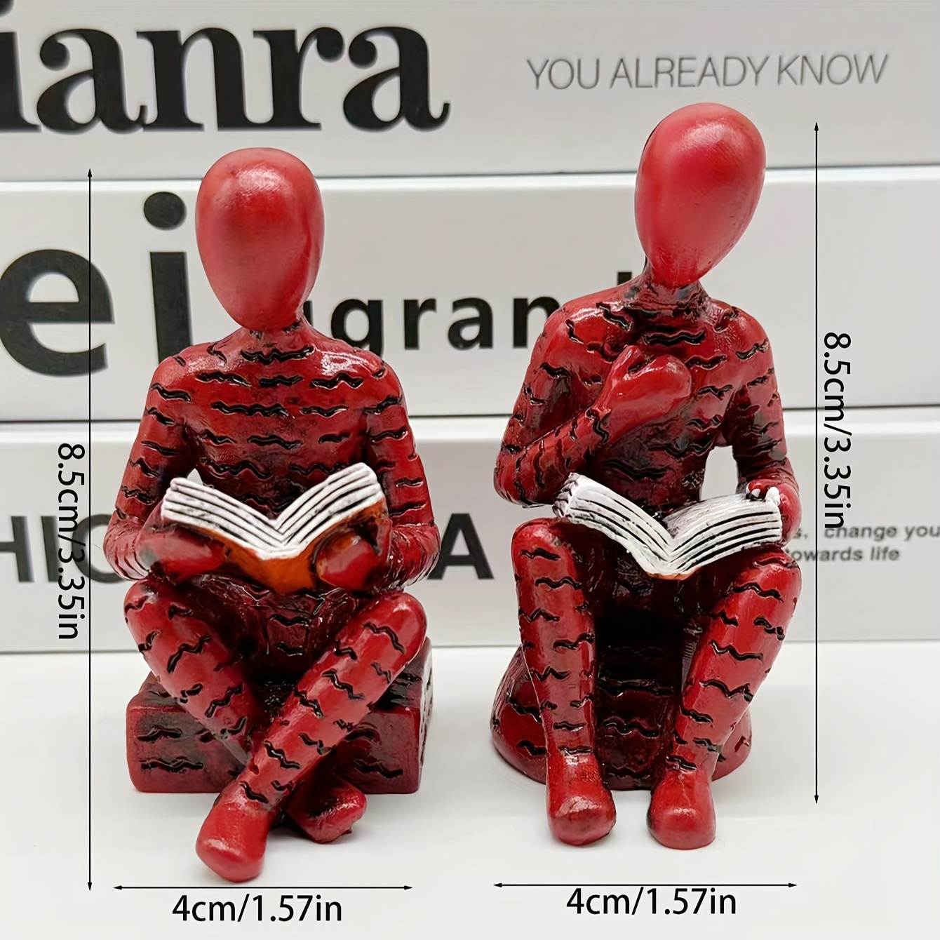 1pc creative minimalist abstract reading character statue   room   bookshelf decoration resin crafts Product details 2
