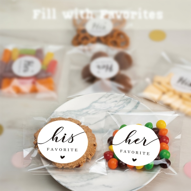 Image of 120pcs "his " "her " Stickers, Wedding Favor Bag Fillers For Bridal Shower Wedding Gift Treat Candy Wrapping