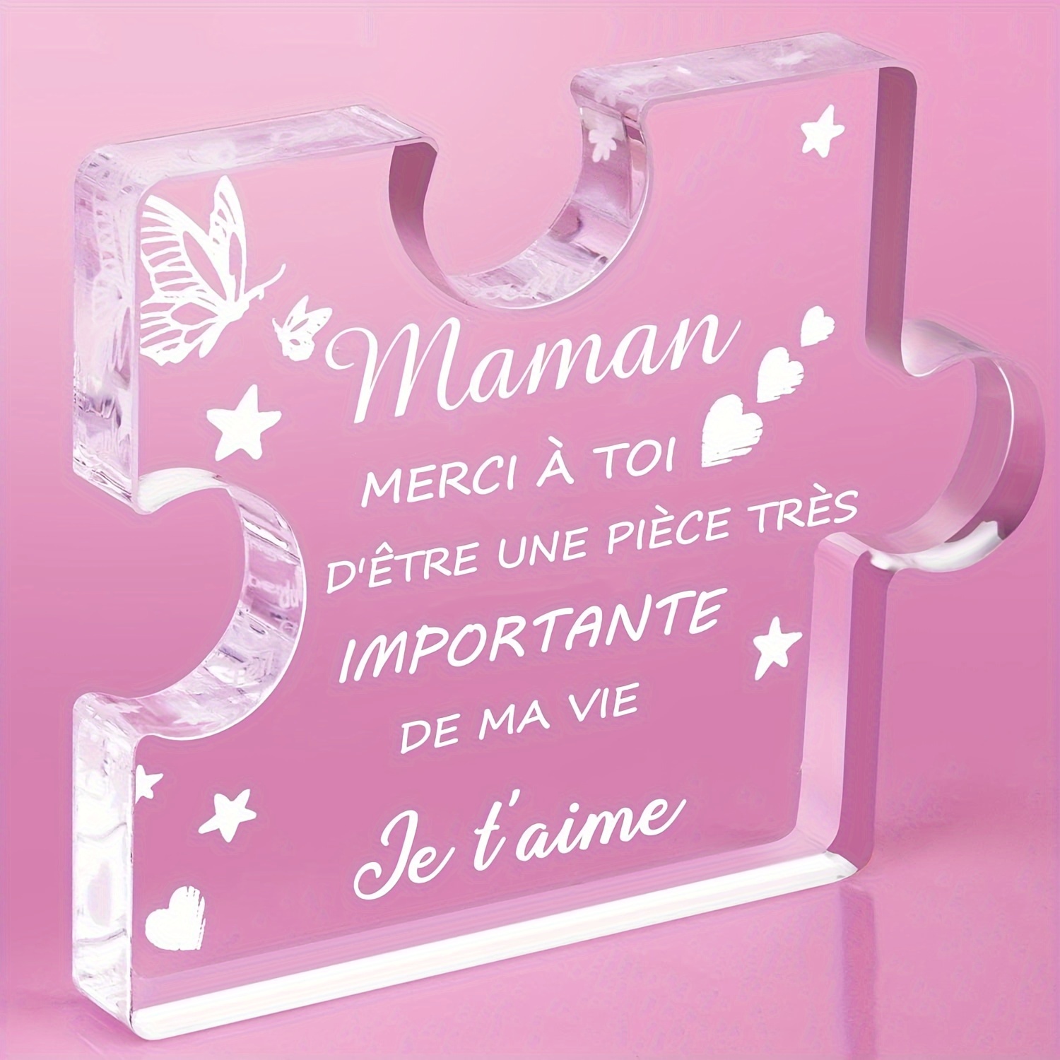 

1pc, Mom Gift, Mother's Day Gift, Acrylic Block Puzzle Engraving, Mom Birthday Gift, Wife Birthday Gift, Mom Christmas Gift, Women's Valentine's Day Gift, Paperweight Souvenir