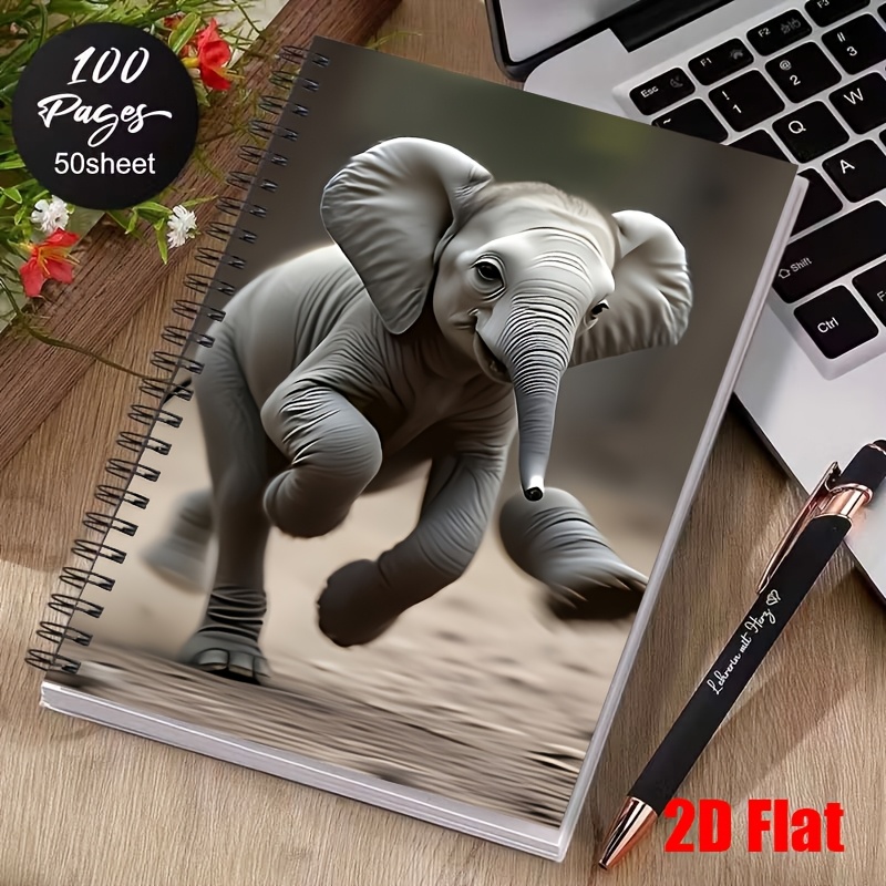 Adorable Baby Elephant Lined Notebook, 100 Pages for Daily Writing